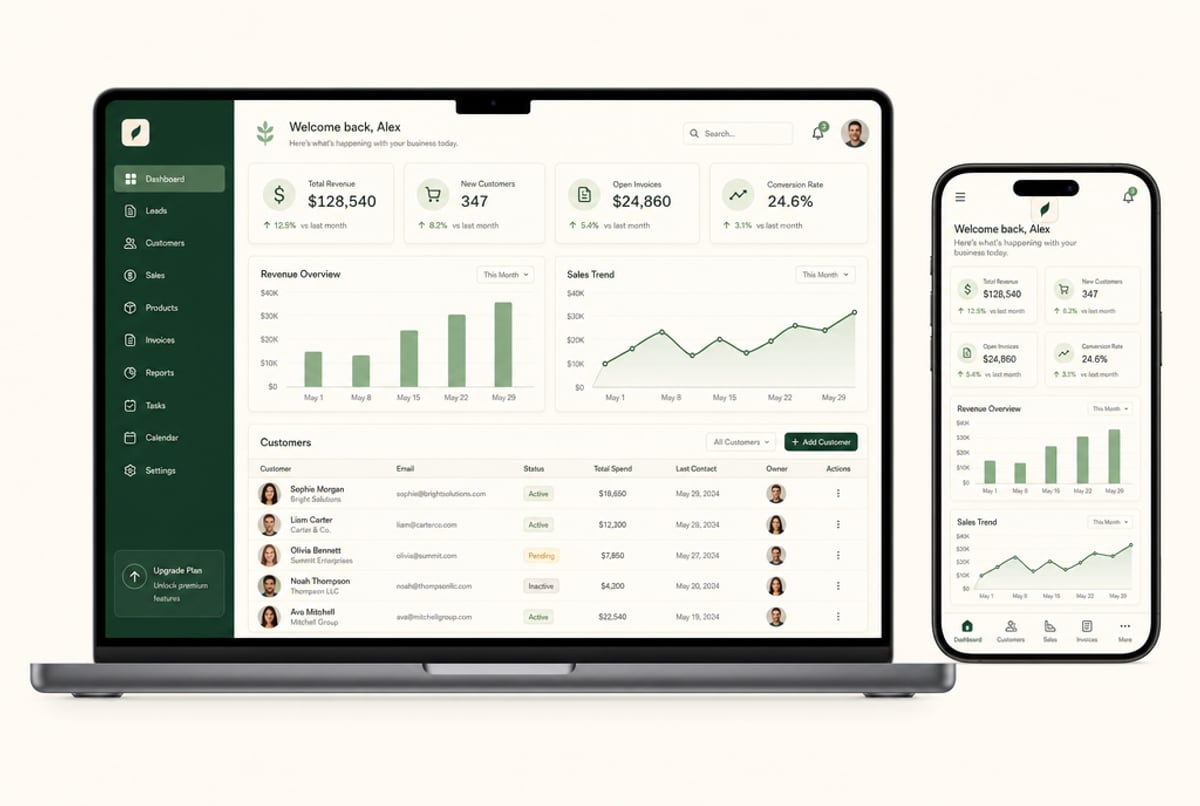 Προεπισκόπηση ERP / CRM dashboard